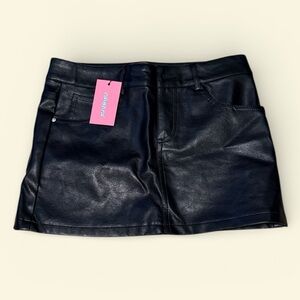 Edikted Black Faux Leather Mini Skirt